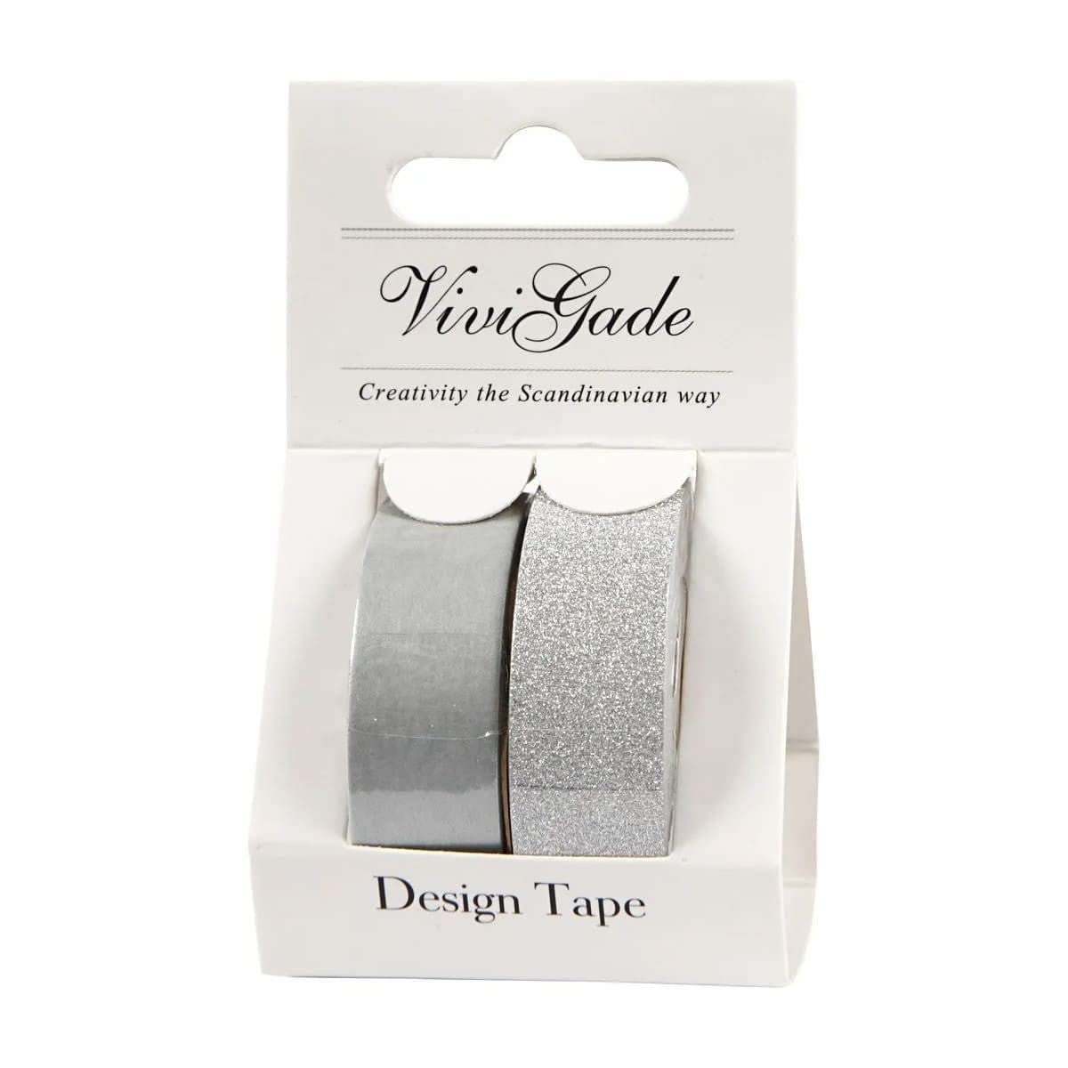 Washi tape Vivi Gade Glitter Enfärgat - Silver 2 - pack - 2 - Creotime - Tidformera
