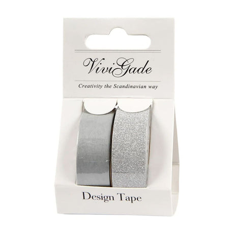 Washi tape Vivi Gade Glitter Enfärgat - Silver 2 - pack - 2 - Creotime - Tidformera