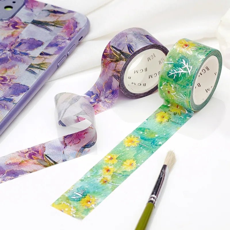 Washi Tape Watercolor Flower - Iris - 3 - BGM - Tidformera