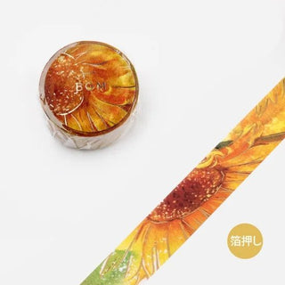 Dekorationstejp med solrosor. Washi Tape Watercolor Flower - Mukaihawaii från BGM - Tidformera