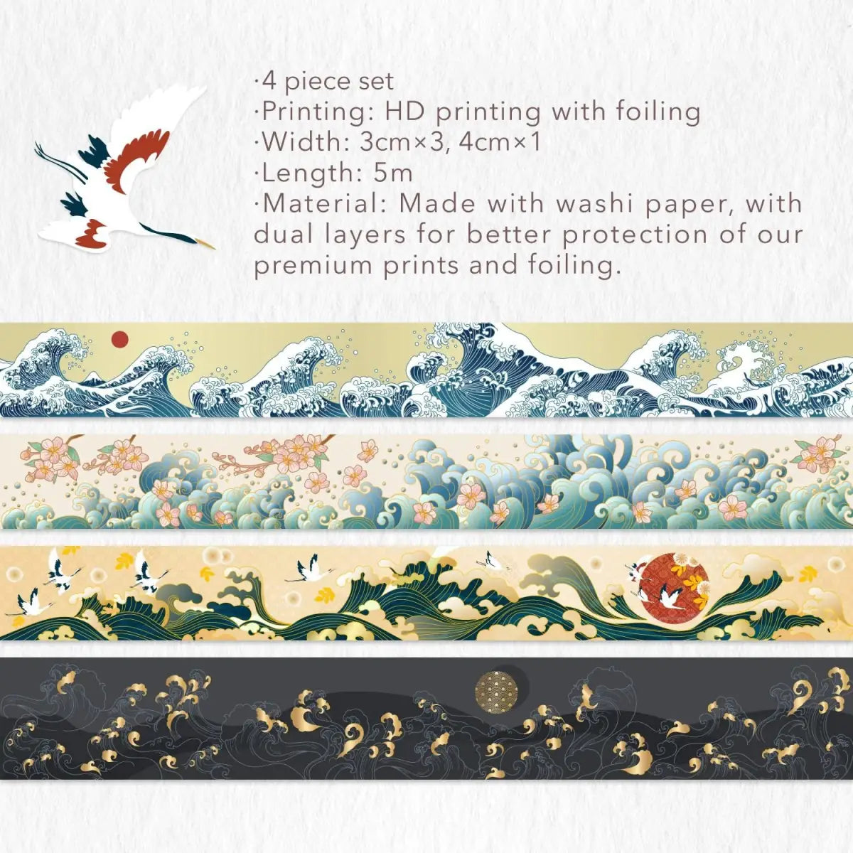 Washi tape Waves of Rebun 4 - pack - 13 - Washi Tape Shop - Tidformera