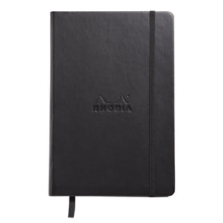 Webnotebook Dotted Anteckningsbok - A5 från Rhodia - Svart anteckningsbok med svart bokmärkesband samt gummiband för stängning - Tidformera