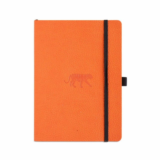 Wildlife A5 Soft cover Dotted Tiger från Dingbats* - Orange anteckningsbok med en tiger på. Boken har mjuk pärm. - Tidformera