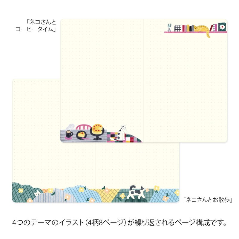 Yuru Log Notebook B6 Dotted - Cat - 6 - Midori - Tidformera