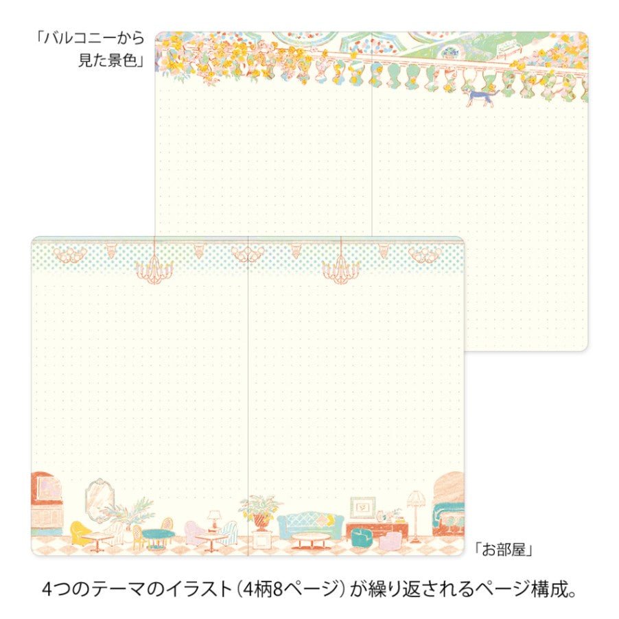 Yuru Log Notebook B6 Dotted - Travel & Hotel - 7 - Midori - Tidformera