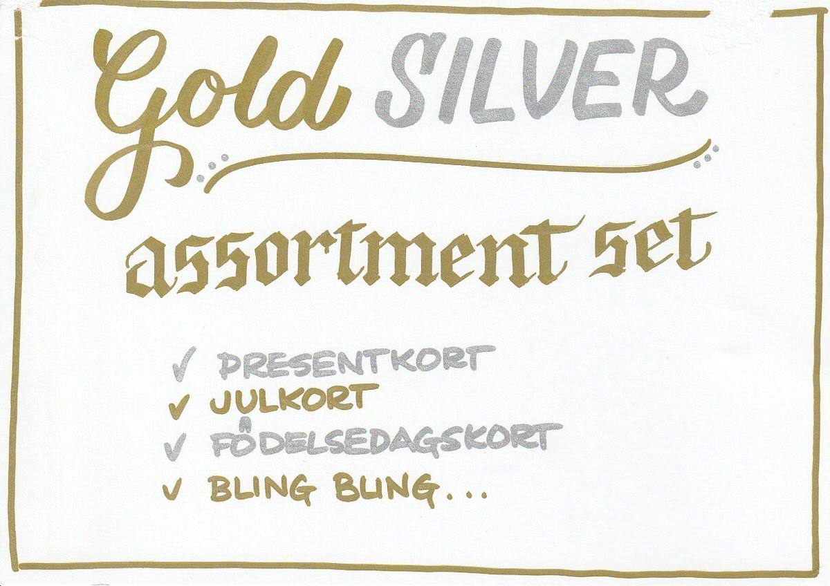 3-pack pennor som använts för att skriva Gold Silver assortment set. Fån Zig Kuretake.