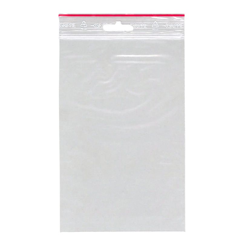 Zip - påse 120 x 180 mm - 100-pack från Grippie. En transparent plastpåse  - Tidformera
