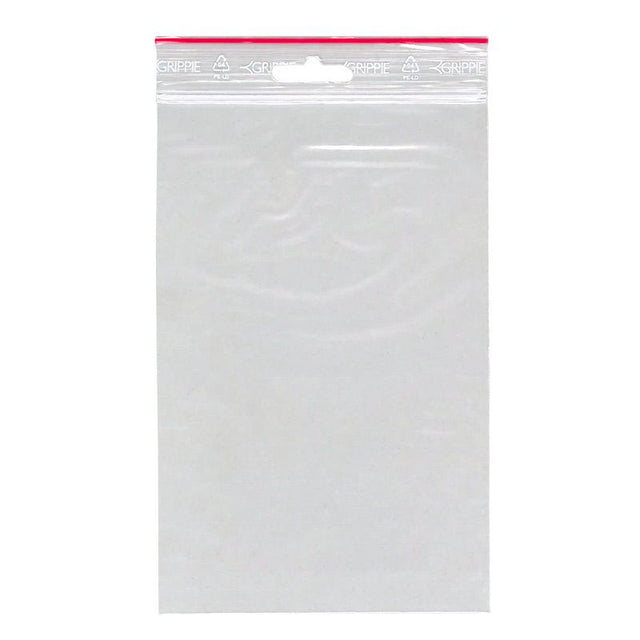 Zip - påse 120 x 180 mm - 100-pack från Grippie. En transparent plastpåse  - Tidformera