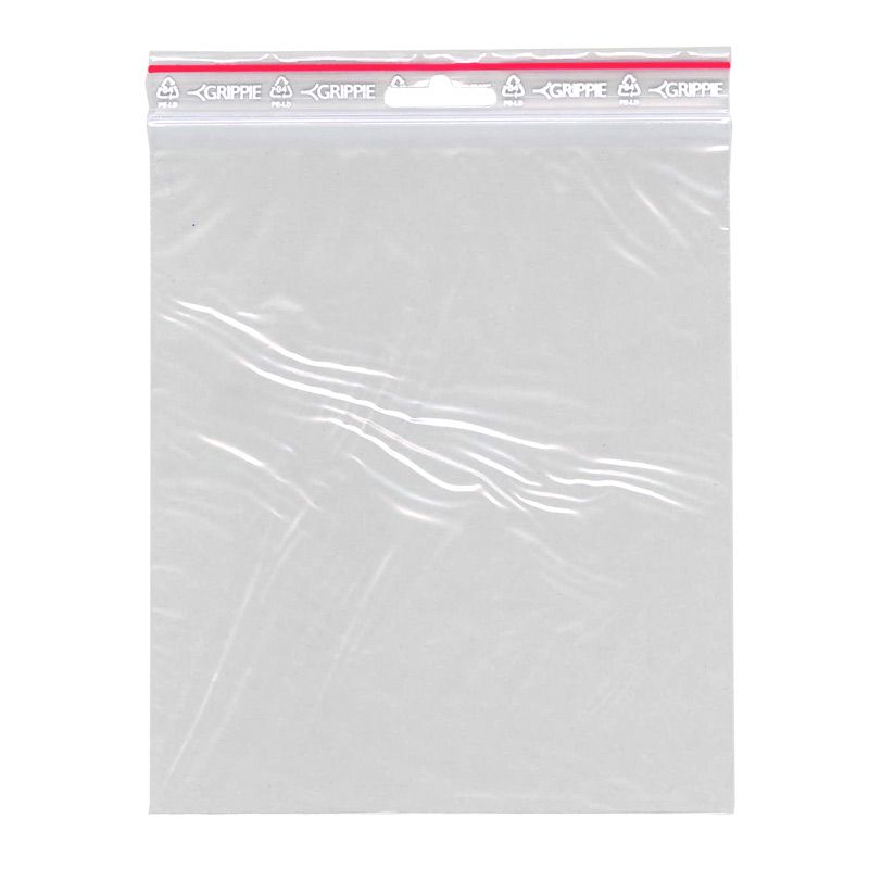 Zip - påse 150 x 180 mm - 100-pack från Grippie. En transparent plastpåser - Tidformera