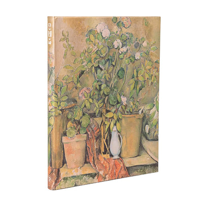 Anteckningsbok med motiv från Cezanne’s Terracotta Pots. Det är lerkrukor med gröna växter. Boken är från Paperblanks. - Tidformera