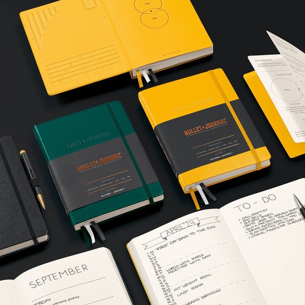 Gul, grön och svarta Leuchtturm Bullet Journal edition 2 anteckningsböcker - Tidformera