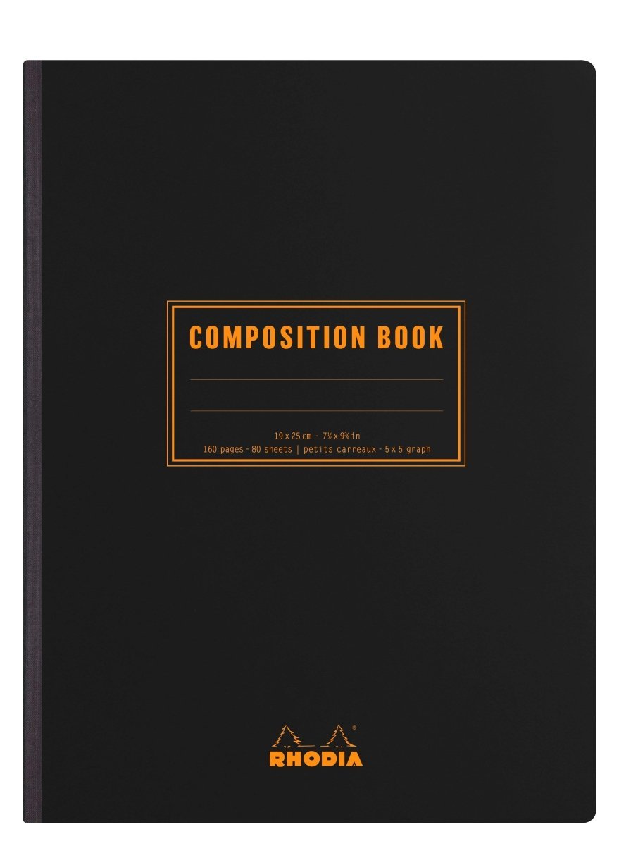 Rhodia Composition Book - Svart bok som det står Composition book på - Tidformera