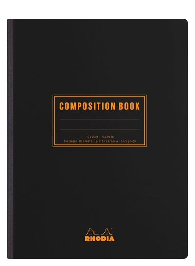 Rhodia Composition Book - Svart bok som det står Composition book på - Tidformera