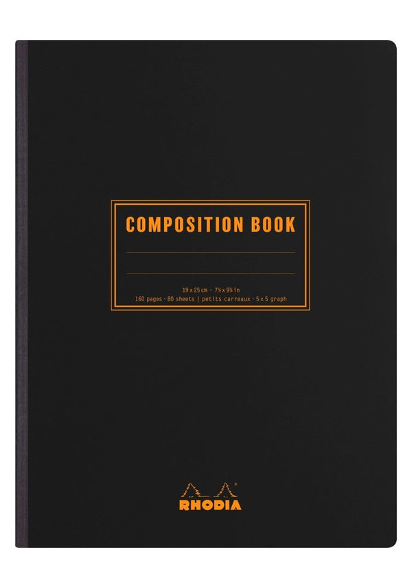 Rhodia Composition Book, en svart bok som det står Composition book på - Tidformera