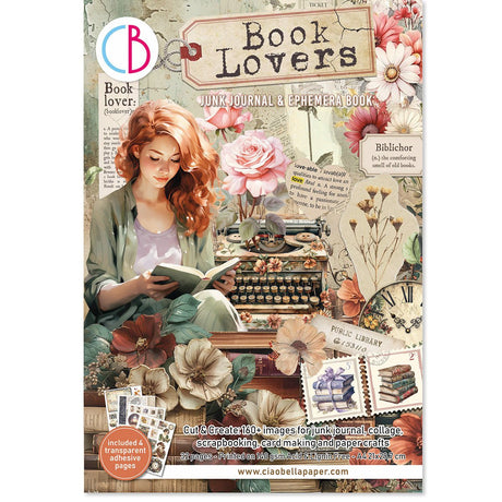 Serier - Book Lovers från Ciao Bella - Vacker kvinna läser en bok. Vackra blommor runt. - Tidformera