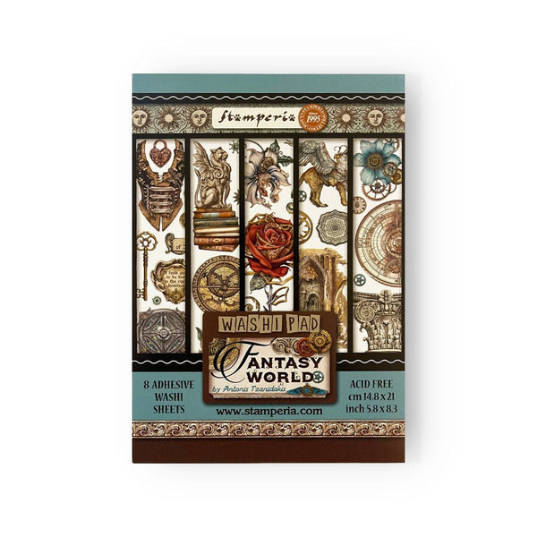 Washi pad ur serien Fantasy world från Stamperia. Motiven är fantasy och vintagetema. - Tidformera