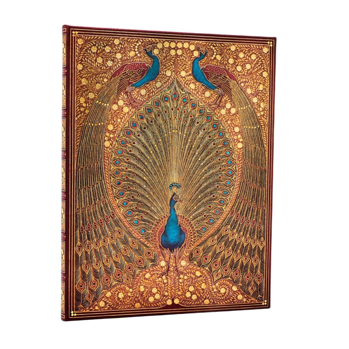 Anteckningsbok med påfåglar på pärmen ur serien Hafiz's Peacocks från Paperblanks - Tidformera