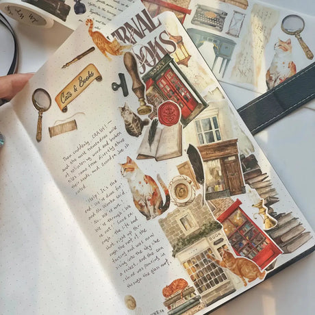 Dekorations avdelningen. Här har washi stickers använts för att dekorera sidor i en anteckningsbok.