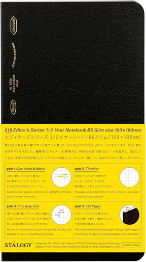 018 Editor's Series 1/2 Year Notebook Grid Black B6 Slim - 1 - Stálogy - Tidformera