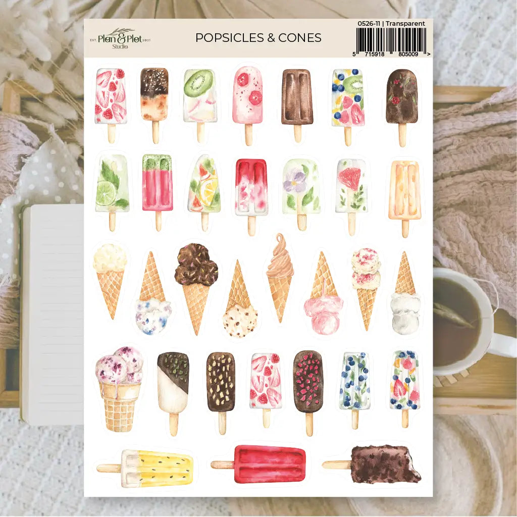 Stickers Plan & Plot Studio Vinyl - Popsicles & Cones