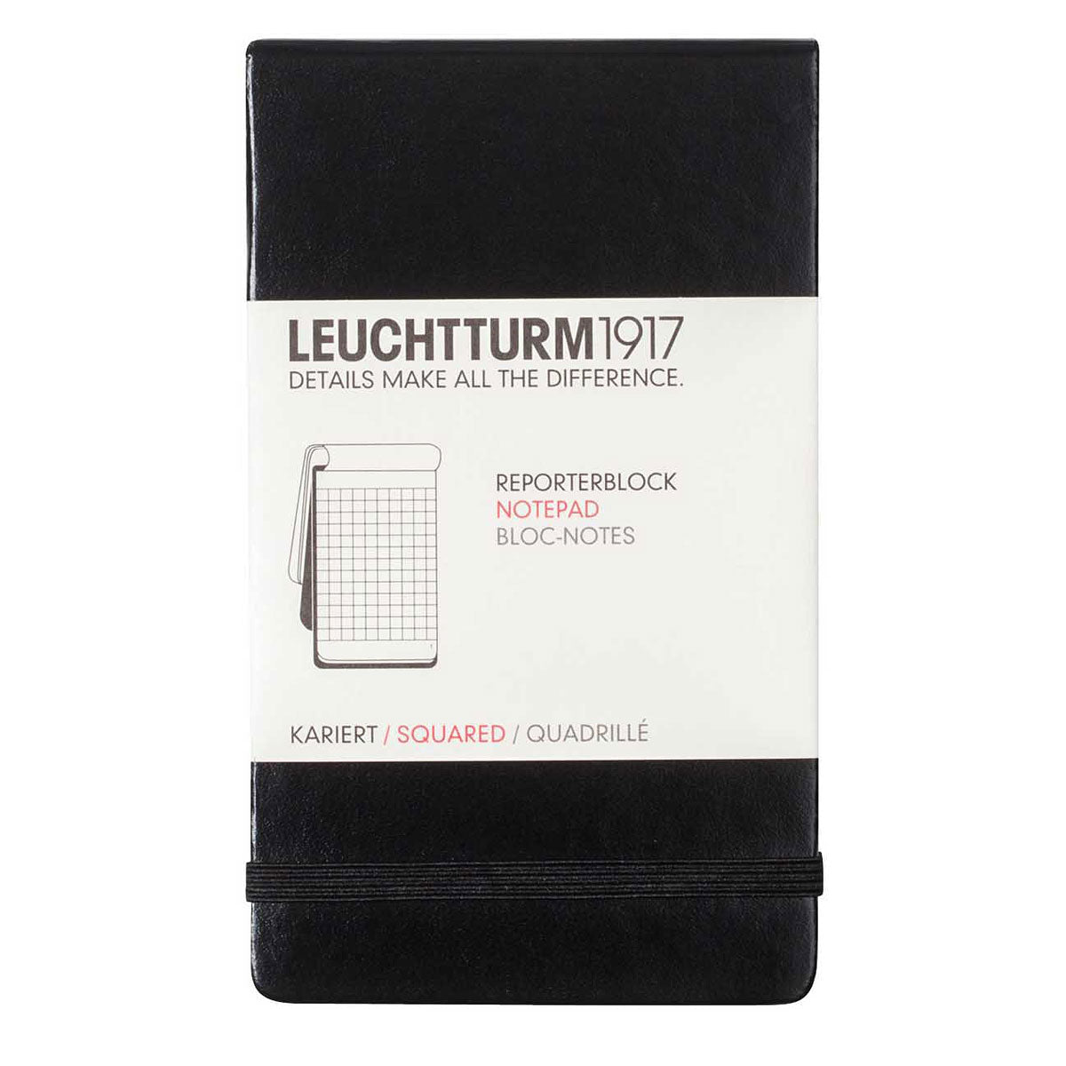 Reporter's Notebook Lt A6 Hard Cover Squared - Black