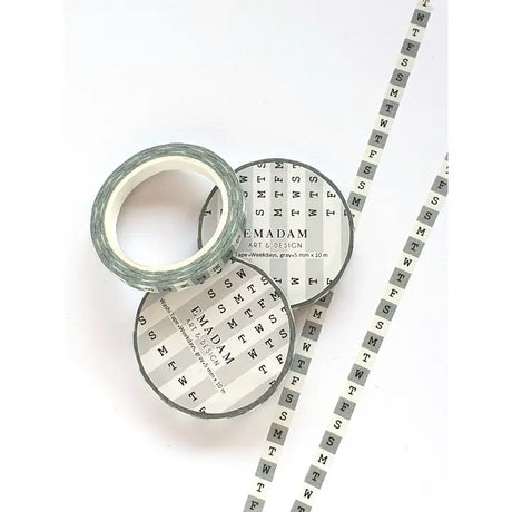 Washi Tape - Weekdays 5 mm - Grey