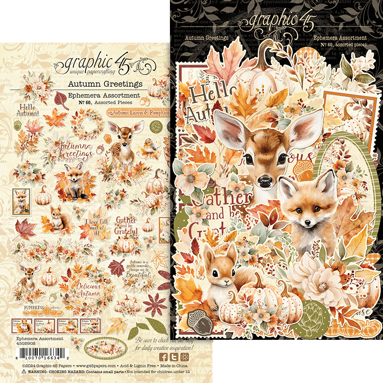 Die cut Autumn Greetings Ephemera Assortment