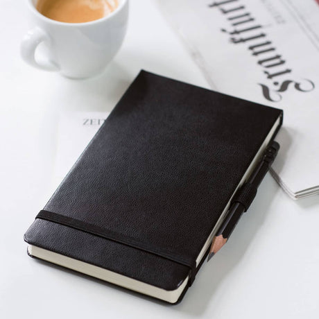 Reporter's Notebook Lt A6 Hard Cover Squared - Black