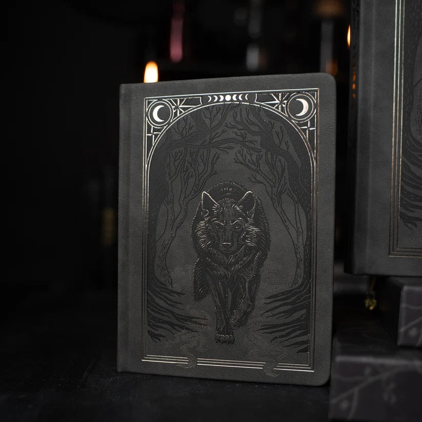 Dotted Notebook - Black dot grid - B6 - Wolf in the Night