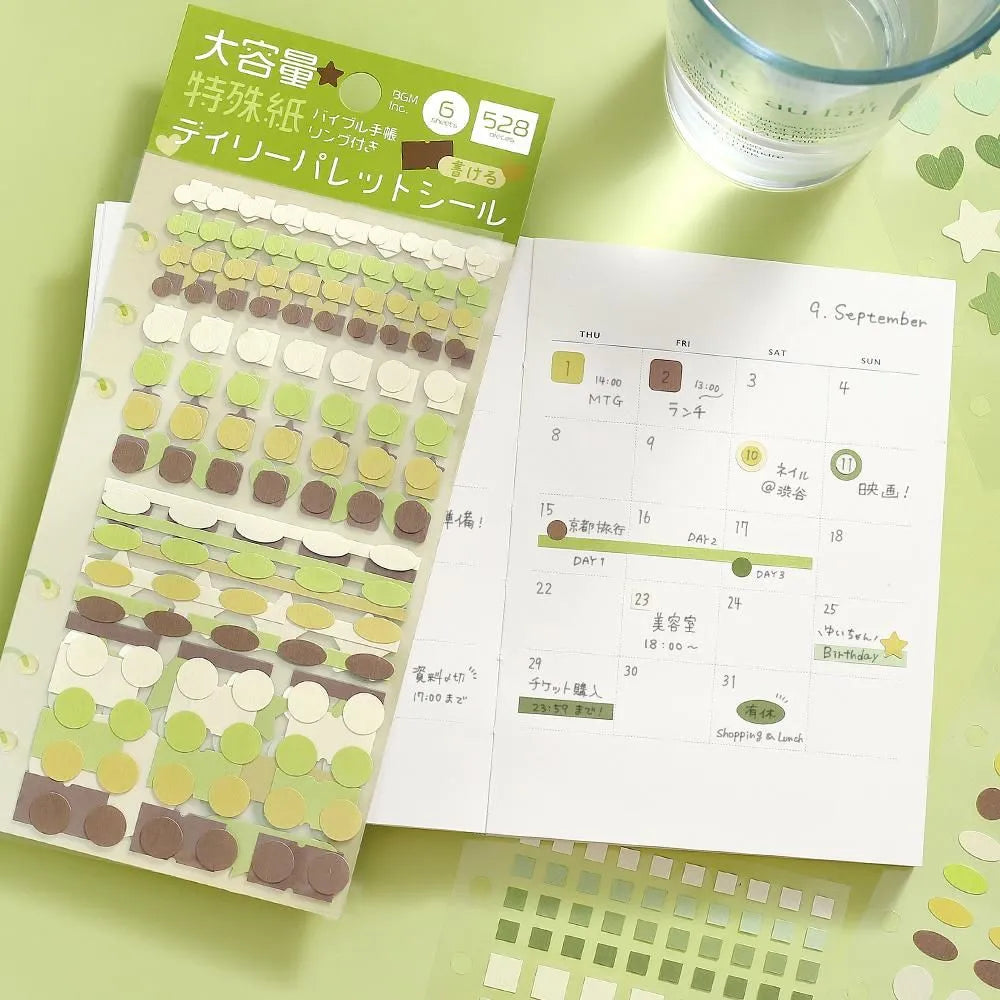 Planner Stickers Sheet - Daily Palette - Olive