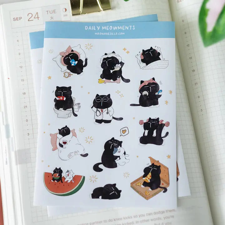 Sticker Sheet - Mocha Cat - Daily Meowments