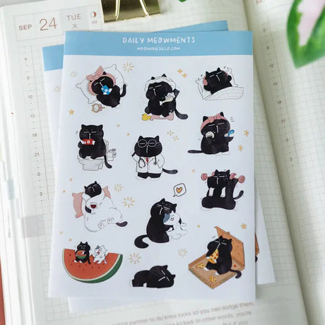 Sticker Sheet - Mocha Cat - Daily Meowments