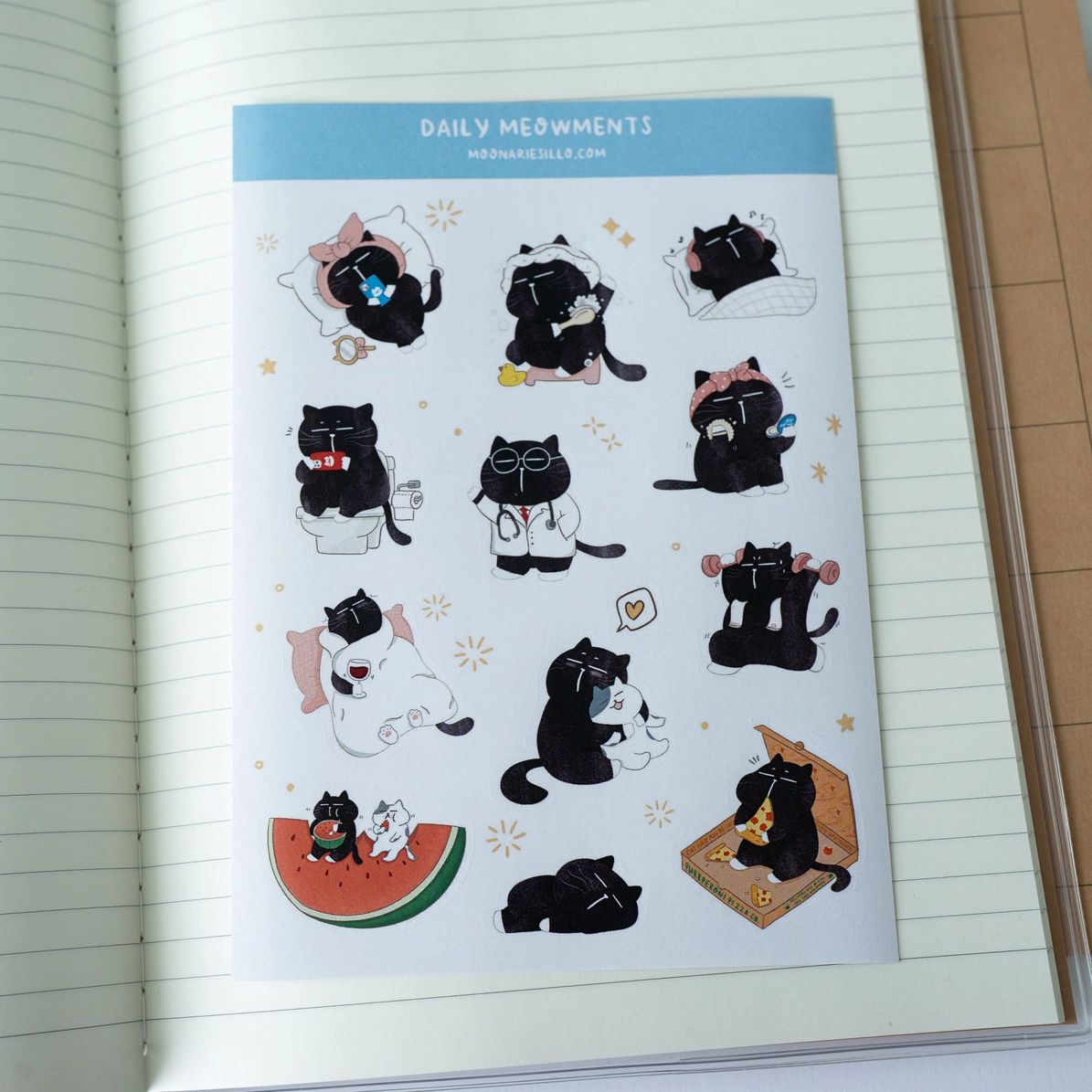 Sticker Sheet - Mocha Cat - Daily Meowments
