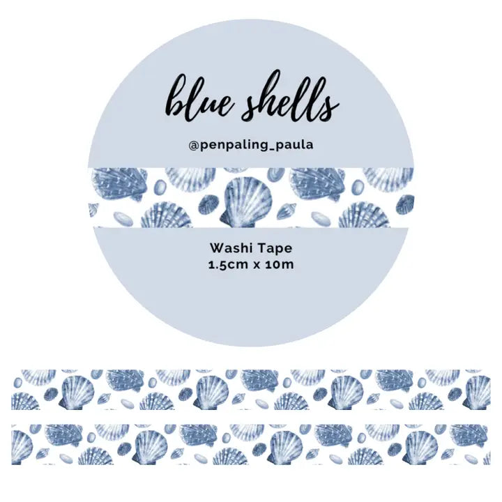 Washi tape 15 mm - Penpaling Paula - Blue Shells