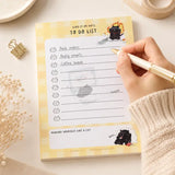 Illustrated To Do List Notepad - Mocha cat - A6