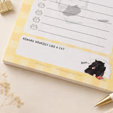 Illustrated To Do List Notepad - Mocha cat - A6