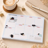 Weekly Planner Notepad - Mocha cat - A5