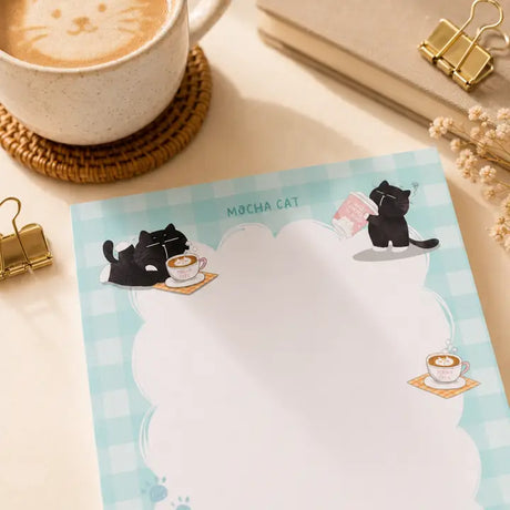 Illustrated Notepad - Mocha cat - A6