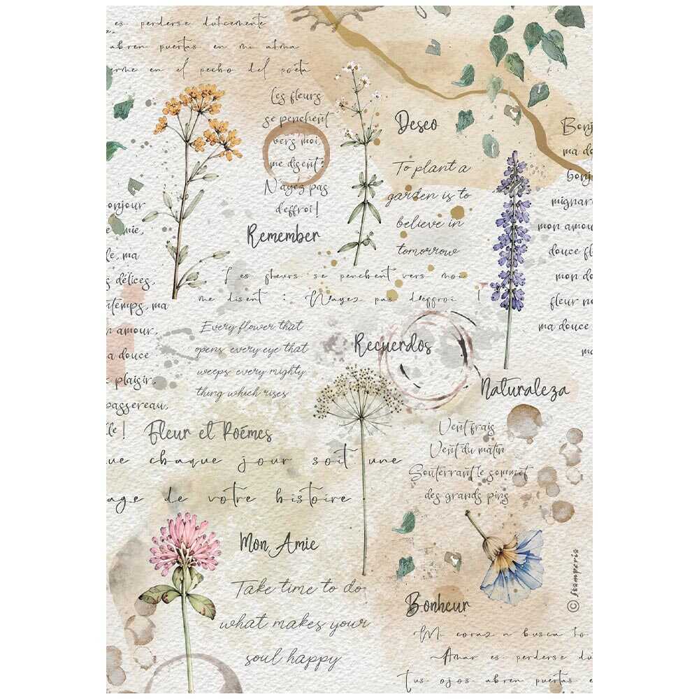 Rice Paper A4 - 6-pack - Flowers and Poems