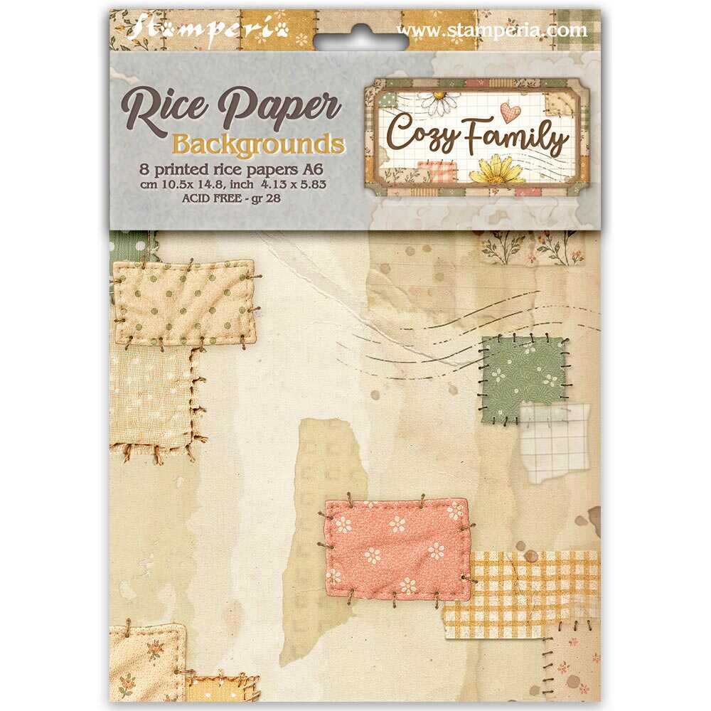 Rice Paper A6 - 8-pack - Backgrounds - Cozy Family