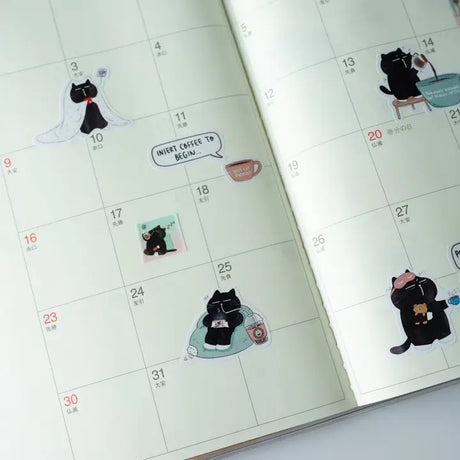 Sticker Sheet - Mocha Cat - Insert coffee to begin