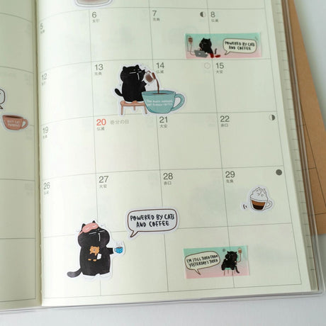 Sticker Sheet - Mocha Cat - Insert coffee to begin