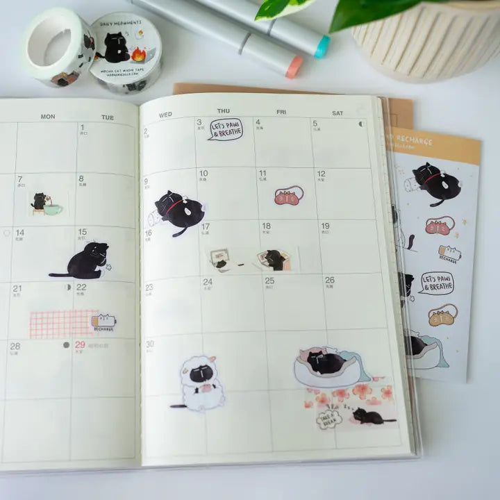 Sticker Sheet - Mocha Cat - Work life (un)balance
