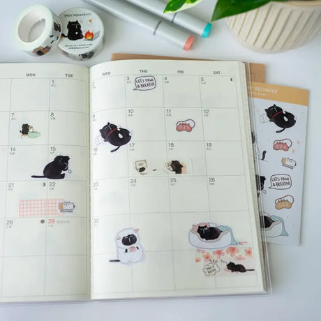 Sticker Sheet - Mocha Cat - Work life (un)balance