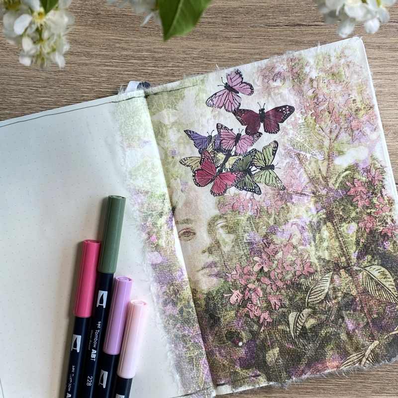 Herbalist rice paper i en dotted notebook och med matchande Tombow ABT pennor