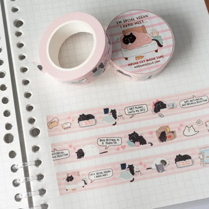 Washi tape Mocha - I'm A Social Vegan, I Avoid Meet