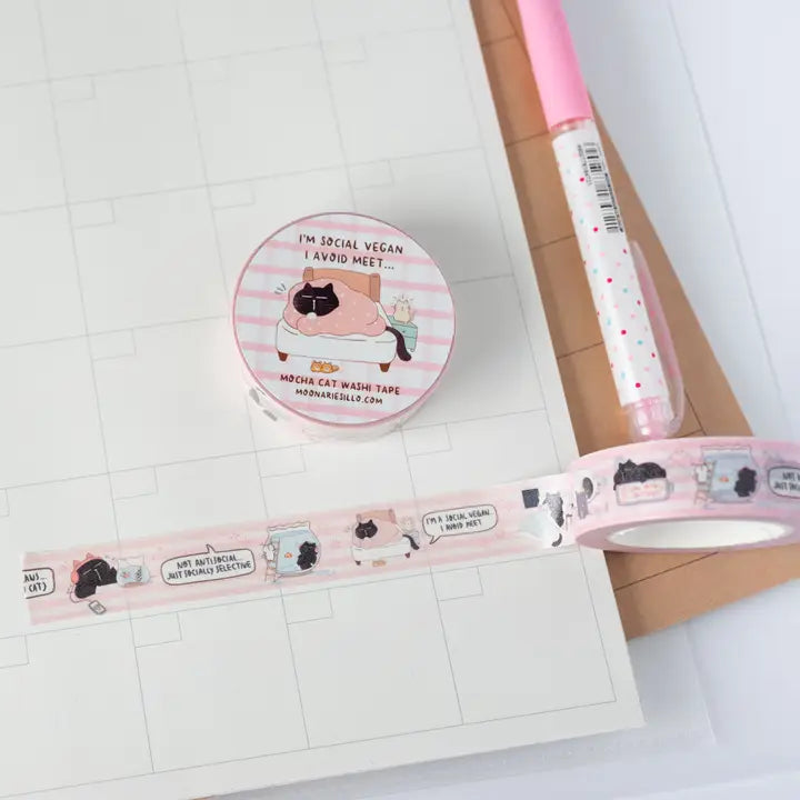 Washi tape Mocha - I'm A Social Vegan, I Avoid Meet