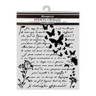 Thick Stencil 20 x 25 cm - Flowers and Poems - Letter and Butterflies