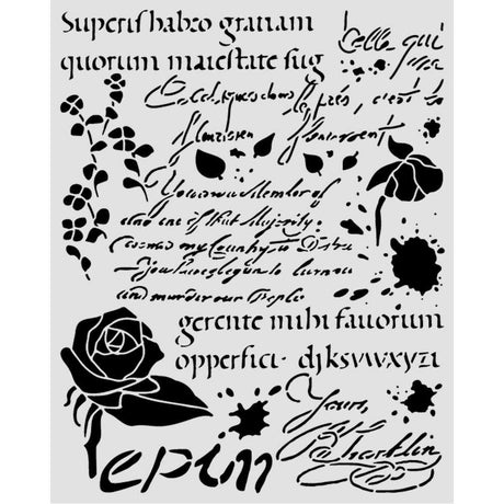 Thick Stencil 20 x 25 cm - Flowers and Poems - Latin Inspirations