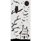 Thick Stencil 12 x 25 cm - Halloween - House and owl